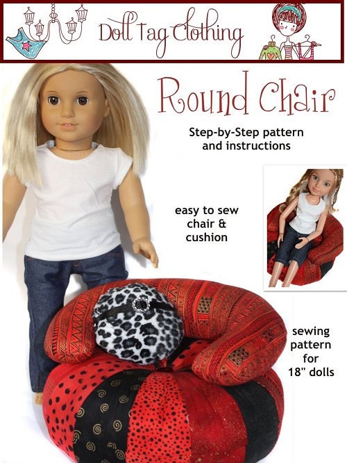 Doll Tag Clothing Round Chair Doll Furniture Pattern for 18 inch
