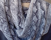 Chiffon Snake Skin Pattern Infinity Scarf, women scarf, loop scarf, tube scarf, eternity scarf, handmade, accessories, circle scarf