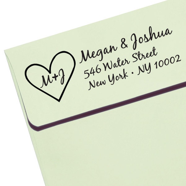 CUSTOM ADDRESS STAMP - Eco Friendly & self inking, gifts for wedding, housewarming, etsy labels, return address stamp "Heart 2"
