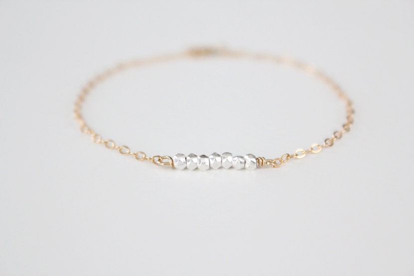 Pure Silver Nugget Bar Bracelet - Tiny Little Nuggets