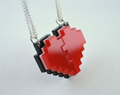 Pixel Heart Friendship Necklaces - Laser Cut Acrylic - LicketyCut