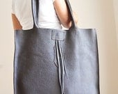 Dark Brown Leather Extra Large Handmade Tote Bag  Shoulder Bag  Project Bag - Dark Brown Man Leather Tote Bag