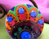 Unusual, colourful and handmade Peacock ring, abstract art cocktail ring, art to wear - Mixed media Jewelry by Lespetitsbuttons on Etsy