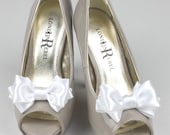 White Shoe Clip, White Bow Shoe Clips, White Wedding Accessories Shoes Clip, White Bow Clip Shoes