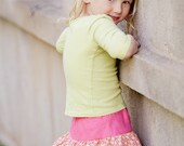 SAMPLE SALE Girls linen skirt ruffle pink green Spring skirt Size 3/4 years. Ready to ship