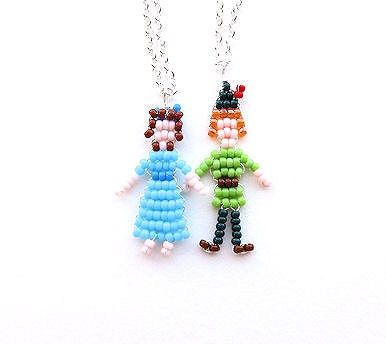 Peter Pan and Wendy Beaded Necklace Charms with Chain