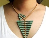 Fern necklace - 1st anniversary gift - First anniversary gift - Paper bead jewelry - Green necklace - Paper, Green, Brown, Fern, Leaf