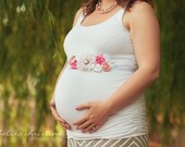 Maternity Sash - Baby Girl Maternity Sash, Bridal Sash, Belt, Headband, Newborn Photo Prop