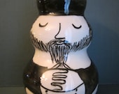 Greek Art Pottery Man - Black and White Ceramic Vase