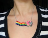 Nyan Cat Necklace, Geek, Internet Meme, Polymer Clay