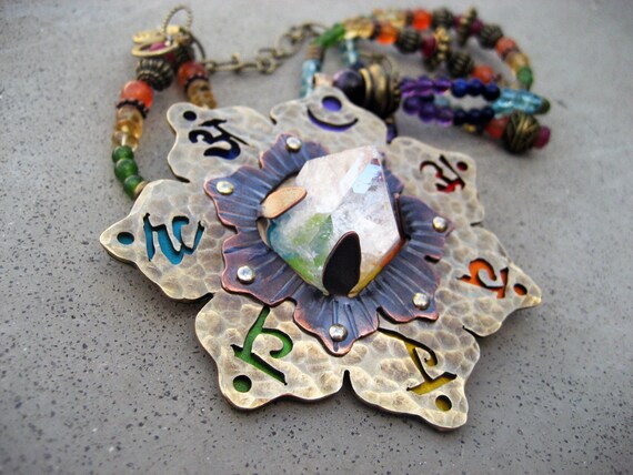 Chakra Necklace, 7 Chakra Pendant, Stone, Chakra Symbols, Lotus Flower, Energy Healing, Mandala, Chakra Jewelry