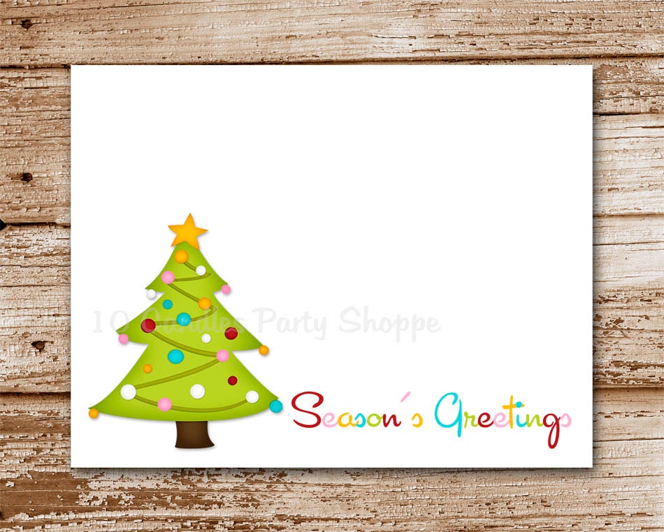 Set of 8 / Christmas Tree Cards / Greeting Cards / Personalized Note Cards Il_570xn