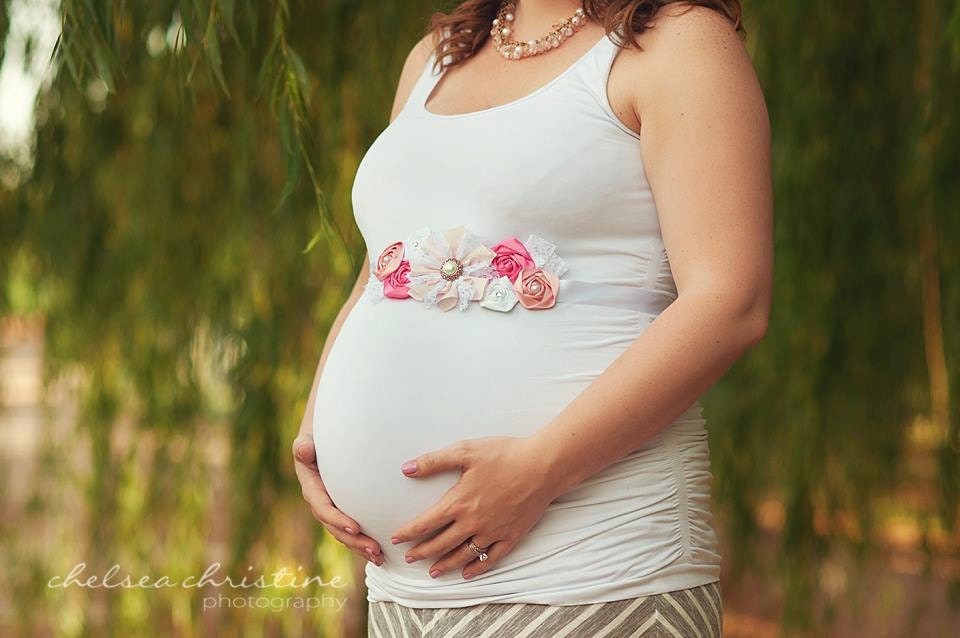 Maternity Sash - Baby Girl Maternity Sash, Bridal Sash, Belt, Headband, Newborn Photo Prop