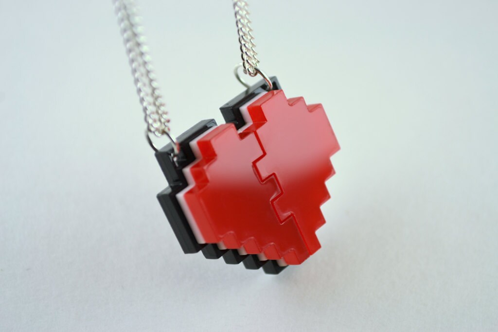 Pixel Heart Friendship Necklaces - Laser Cut Acrylic