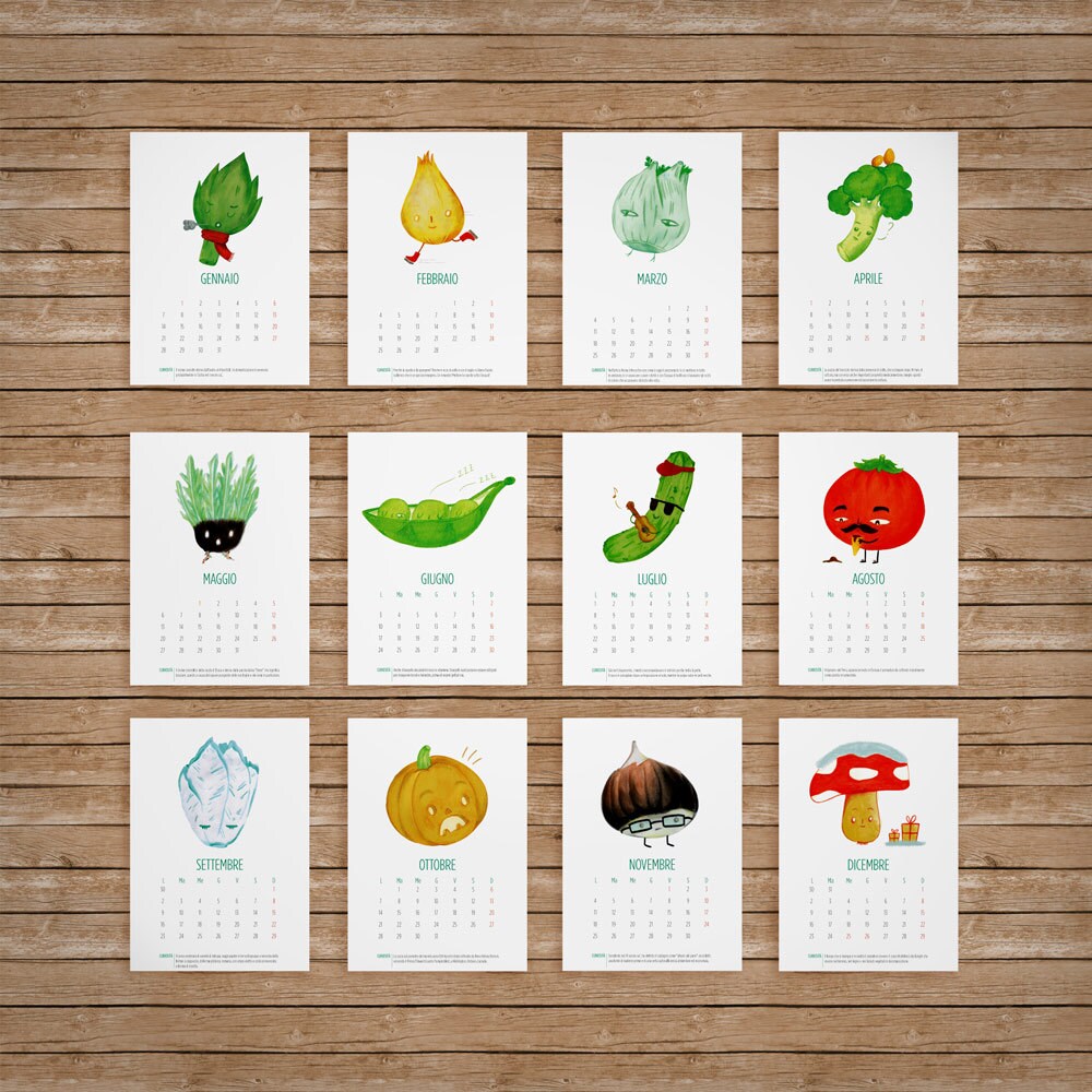 20% OFF Printable Calendar 2013 - Vegetable Characters - ENGLISH VERSION