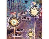 Inspirational Mixed Media Painting Beauty Grows Canvas Wall Art