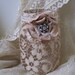 mason jar with hand dyed vintage lace tattered rose pin center flameless candle included