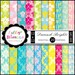 Damask Brights 20 Digital Papers for scrapbooking, bright colors, pink, green, teal