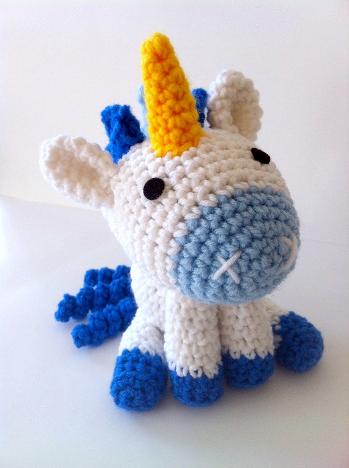 Blue Unicorn amigurumi plushie doll fantasy