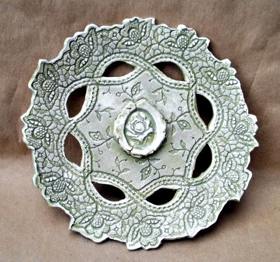 Carved Lace Bowl hand built pottery