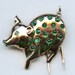 NETTIE ROSENSTEIN Pig Fur Clip 1940's STERLING Signed Marked With Green Stones 8166a