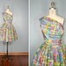 vintage . 1960s . dress . RAINBOW SHERBET . one . shoulder . cocktail
