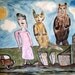 Original painting, "Bear and Friends Save the World", 18" x 24", acrylic on archival paper