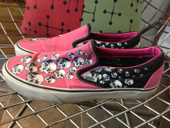 Vans slip on Pink Skull shoes US men's 8.5/US women's 10 by jamric