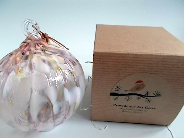 Hand Blown Art Glass Christmas Ball Suncatcher Ornament by Rebecca Zhukov