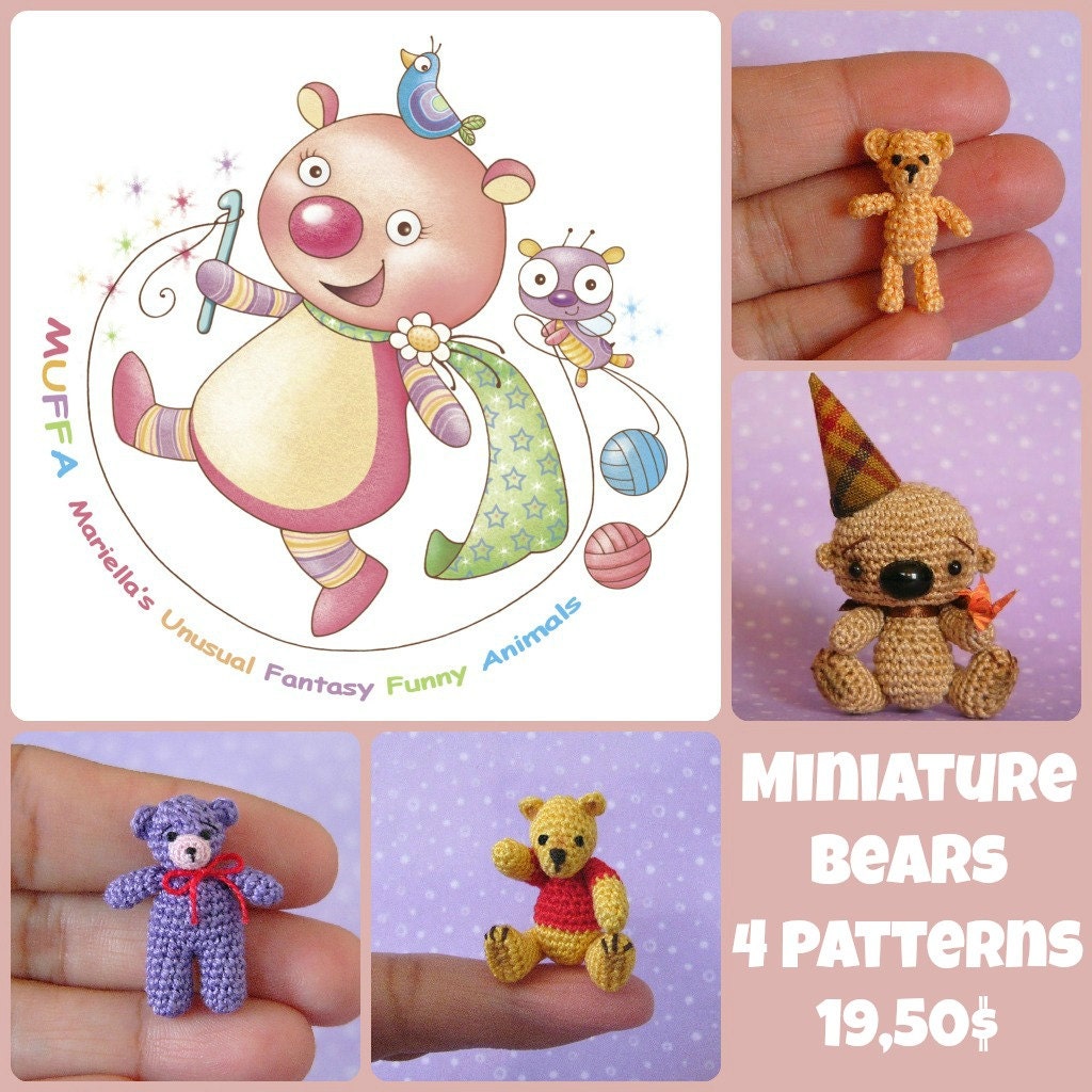 PDF Crochet Patterns To Make Miniature Bears of Thread - Buy 3 One is  Free