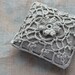 Linen  pincushion - crochet motif