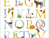 Alphabet poster Vermont animals and plants wild  cultivated 11 x 17 inches