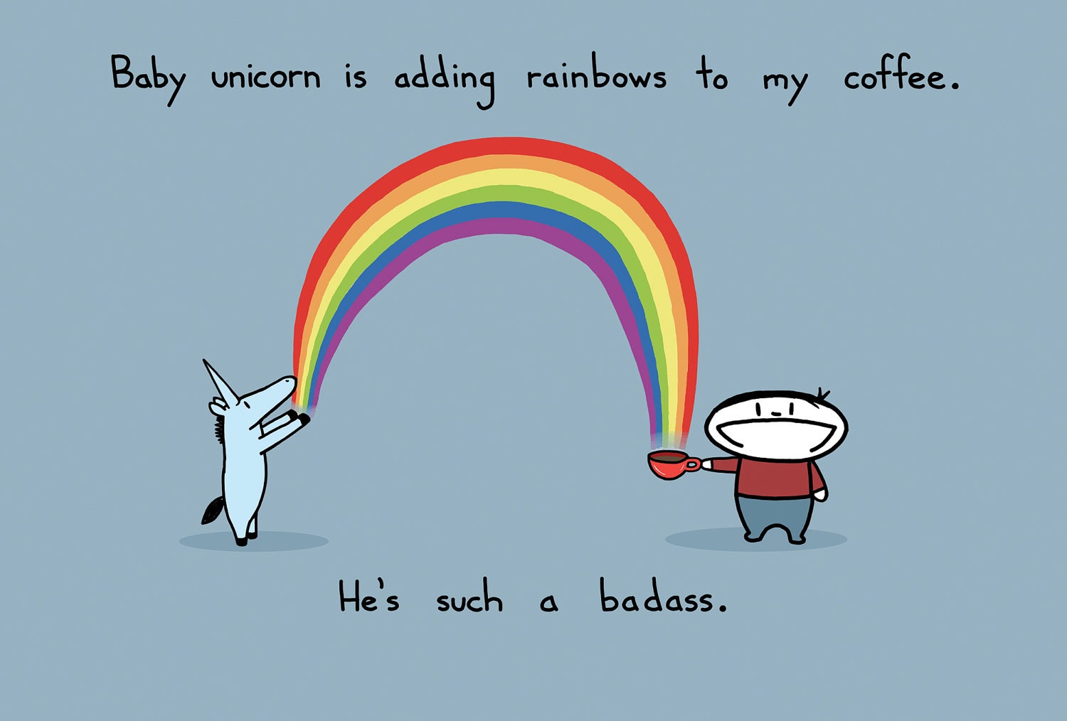 Unicorn Adds Rainbow To My Coffee Greeting Card