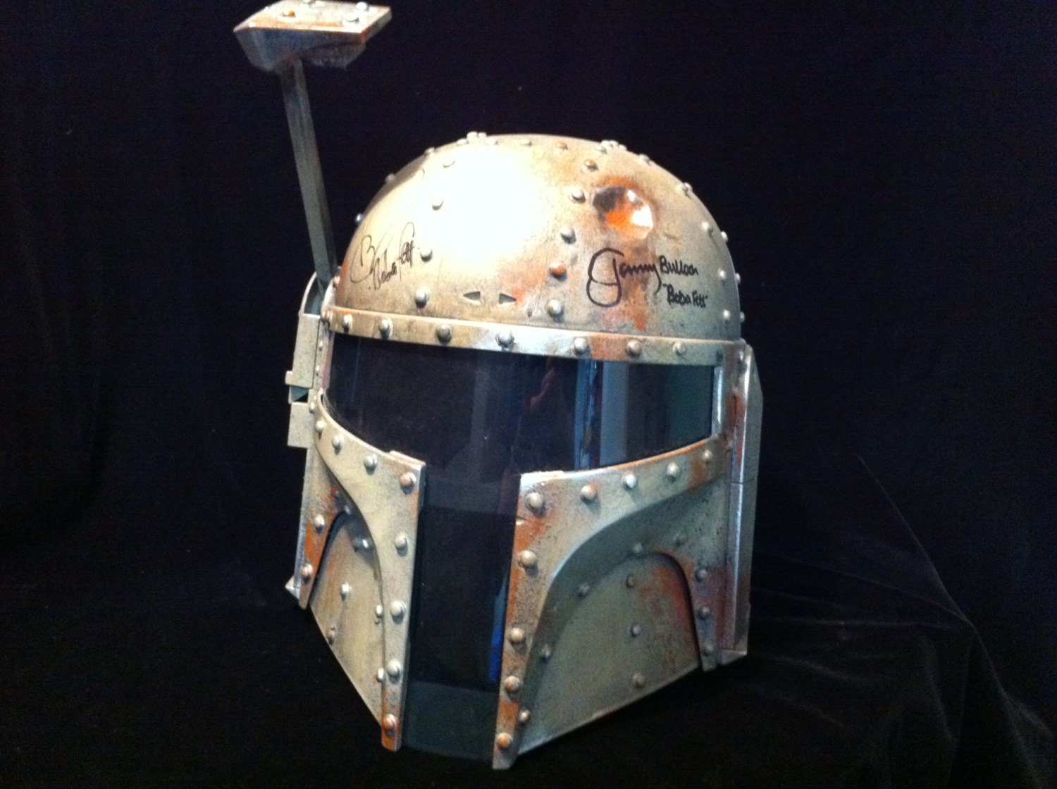 Jeremy Bulloch And  Daniel Logan Signed Steampunk Boba Fett Helmet
