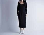 EMANUEL UNGARO minimalist black dress / wrap skirt / m