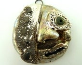 Raku Face Ceramic Pendant Raku Jewelry Supplies Handmade by MAKUstudio