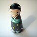 Stormy Weather - An Original Kokeshi Peg Art Doll