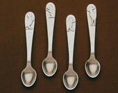 baby feeding spoon - adorable woodland animals in hand cast pewter