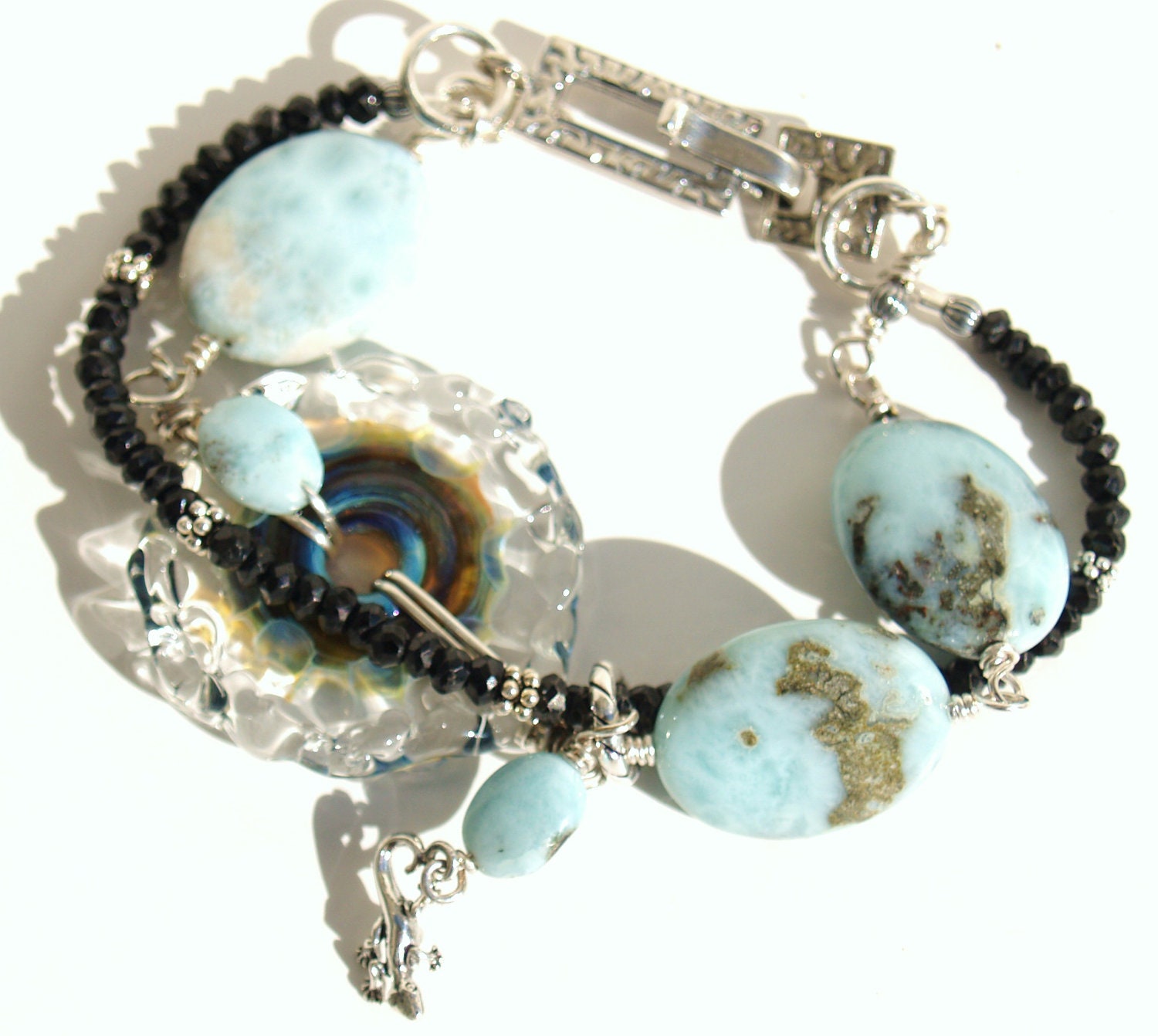 Larimar gecko bracelet