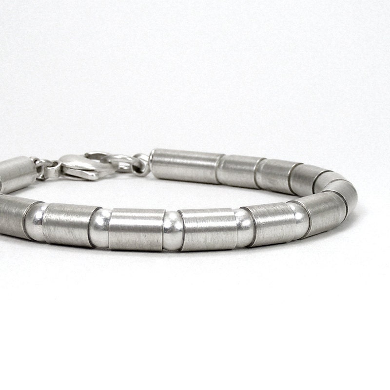 Sterling Silver Tube  Bead Link Bracelet - Poignant