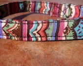 The Bazaar - Organic Cotton CAT Collar Breakaway Safety Pink Brown - All Antique Brass Hardware