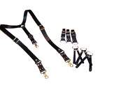 Heavyweight Black Latigo Suspenders with versatile ends