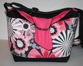 Diaper Bag Purse Diaper Tote  Hobo  lots of pockets Pink Flower Shower / messenger strap XcessRize Designs