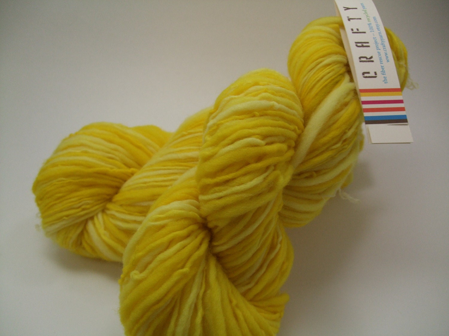 Handspun recycled yarn - neon yellow wool