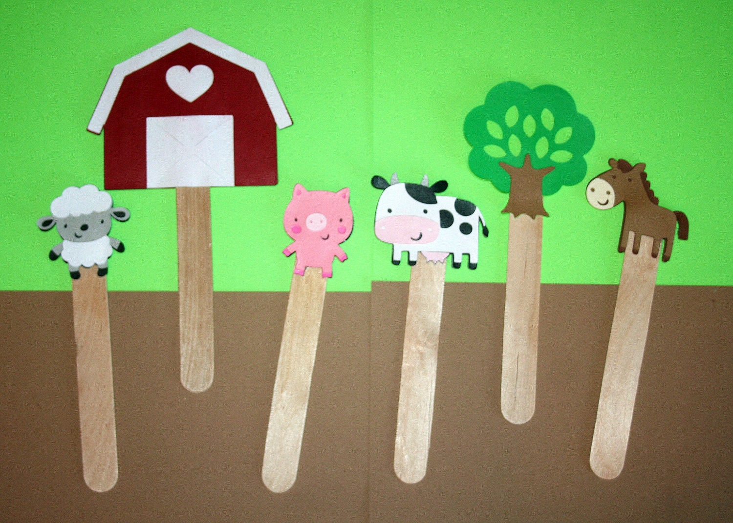 Items similar to Farm Animal Stick Puppets Imaginative Play Barn and