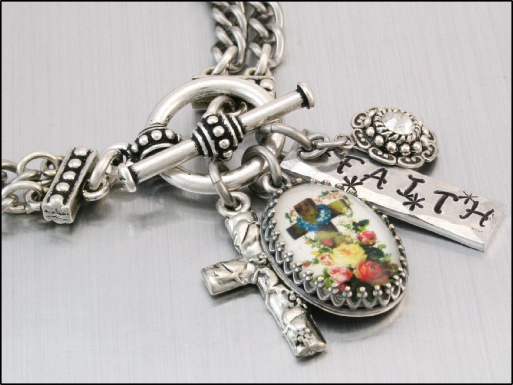 Cross Bracelet Christian Jewelry Faith by BlackberryDesigns