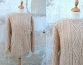 Vintage 1970/1980 Irish sweater cable beige size S/M