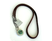 Airplane Inspiration Necklace, Brown Leather Necklace, Bib Style, Teal, SOAR, Stamped Jewelry, Eco-Friendly, Recycled Cork by Uncorked