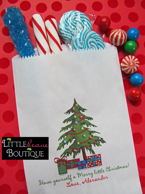 Christmas Candy Bags, Christmas tree, Presents, Gifts, kids, Personalized, Treat Bags, Favor bags,Candy Buffet, Sweets, Treats, Set of 24 Il_570xn