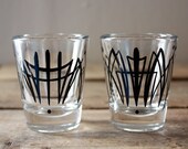 Pinstriped Shot Glasses (2) - Black Kustom Pinstriping